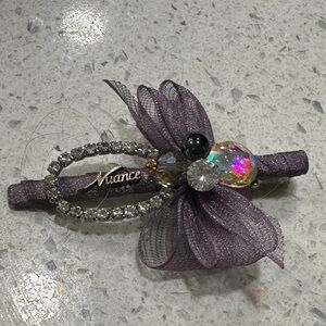 Purple Hair Clip with Crystal Accents